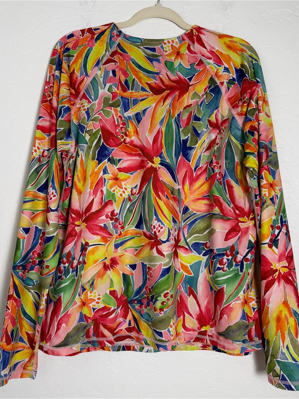 Hurley Womens XXL UPF 50+ Rash Guard Top Tropical Flower Print pullover Stretchy - Picture 3 of 10